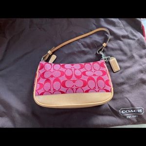 Coach red canvas signature bag
